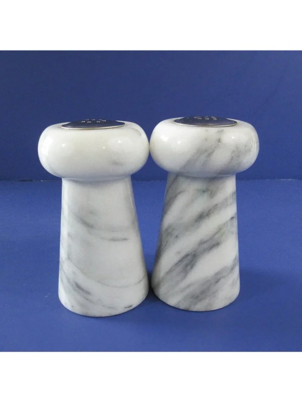 Vintage Gray & White Natural Stone Marble Salt & Pepper Shakers & Candle Holders